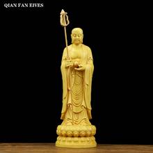 Solid wood carving Ksitigarbha statue，Traditional hand carving，Home Living Room Office Feng Shui Decoration 24cm Special offer 2024 - buy cheap