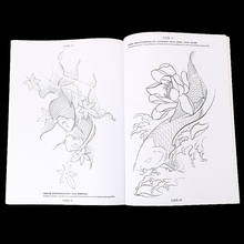 62-Page Tattoo Book Chinese Koi Blessing Auspicious Color Pattern Design 2024 - buy cheap