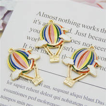 Julie Wang 4PCS Enamel Hot Air Balloon Charms Colorful Alloy Gold Tone Balloon Necklace Bracelet Jewelry Making Accessory 2024 - buy cheap