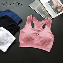 Normov sutiã esportivo acolchoado feminino, top rosa esportivo de alta impacto com bojo almofadado de yoga para corrida, roupa íntima 2019 2024 - compre barato
