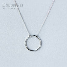 Colusiwei Trendy Simple 925 Sterling Silver Geometric Round Shape Pendant Necklace for Women Link Chain Korea Style Fine Jewelry 2024 - buy cheap