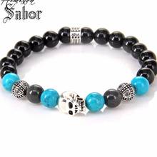 Cross Skull Blue Stone Beads Men Bracelets Natural Stone Rebel Rock Jewelry For Women & Men 432 thomas jewellery 2024 - buy cheap