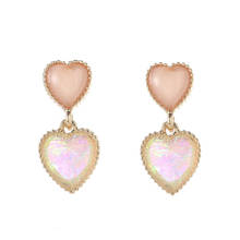 1PC Chic Pink Heart Pendant Dangle Earrings Sweet Drop Earrings Resin Earrings Fashion Women Girls Jewelry Accessories Gift 2024 - buy cheap