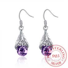 925 sterling silver Earring,Wedding Party Jewelry Accessories,Fashion Purple Stone Crystal Long Drop Earrings for Women 2020 2024 - buy cheap