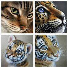 Huacan-Kit de pintura diamante 5D DIY "tigre", bordado de diamantes de imitación, estilo punto de cruz, mosaico de animales para decoración del hogar 2024 - compra barato