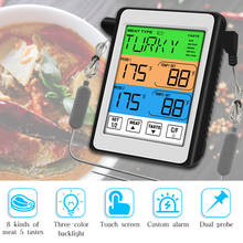 Termómetro Digital de doble sonda táctil para barbacoa, dispositivo para cocinar carne, comida, horno, parrilla, cocina, temporizador de temperatura, alarma 2024 - compra barato