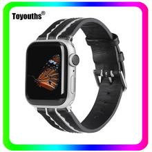 Toyouths ремешок для наручных часов Apple Watch, версии с кожаным ремешком Мужские и женские часы замена группа аксессуар Браслет для наручных часов iwatch, SE, 6, 5, 4, 3, 2, 1 2024 - купить недорого