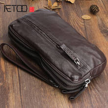 Оригинальная кожаная сумка AETOO ручной работы в стиле ретро, кошелек из первого слоя кожи, многоцелевая карта, сумка-клатч в винтажном стиле 2024 - купить недорого