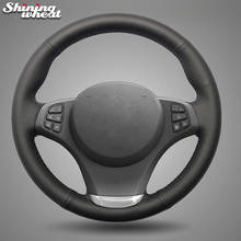 Shining wheat Black Genuine Leather Car Steering Wheel Cover for BMW E83 X3 2003-2010 E53 X5 2004-2006 2024 - buy cheap