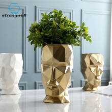 Strongwell, escultura geométrica de rosto humano, vaso de flores de cerâmica, suporte para artigos diversos, suporte de armazenamento, decoração para casa, presente 2024 - compre barato