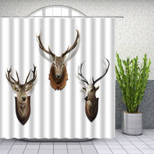 Hot Sale Deer Head Specimen Shower Curtains Wild Animal Bathroom Decor Home Bath Waterproof Polyester Curtain Set Cheap 2024 - buy cheap