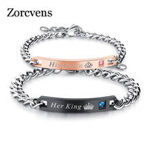 KOtik DIY Her King His Queen Couple Bracelets with Crytal Stone Lover Crown Charm Bracelets For Women Men Drop Shipping 2024 - buy cheap
