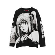ATSUNNY 2021 Hip Hop Streetwear Vintage Style Harajuku Knitting Sweater Anime Girl Knitted Death Note Sweater Pullover 2024 - купить недорого