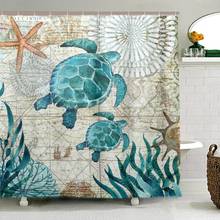 Nautical Green Sea Turtles Shower Curtain Beach Theme Octopus Bathroom Curtain Waterproof Polyester Fabric Bath Curtain Washable 2024 - buy cheap