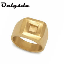 Onlysda Stainless Steel Viking Square Gold Ring Vintage Hammer Retro Punk Jewelry Finger Man Wedding Coupon Jewelry OSR186 2024 - buy cheap