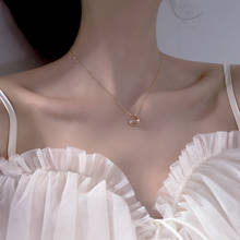 ModaOne-Cadena de Zirconia cúbica para mujer y niña, collar de lujo con forma de luna, Color oro rosa, joyería sencilla 2024 - compra barato