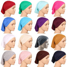 Bufanda de algodón para mujer, pañuelo para la cabeza, Hijab, gorro de quimio, gorros para interiores, hiyab musulmán, novedad 2024 - compra barato