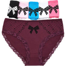 12PCS Cotton Underwear Women's Panties Plus Size Comfort Underpants Bowknot Print Lace Briefs For Woman Sexy Pantys Bragas Mujer 2024 - buy cheap