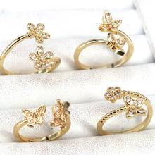 10Pcs Gold Filled exquisite corean style cz cubic zirconia flower butterfly open ring lady fashion personality wedding jewelry 2024 - buy cheap