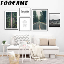 FOOCAME-pósteres e impresiones de frases nórdicas de bosque Natural de viaje, cuadros de decorativos para pared arte de sala de estar, pintura en lienzo de paisaje 2024 - compra barato