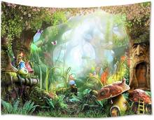 Fairy Tale Forest Tapestry Wall Hanging Magic Mushroom and Trees Wall Tapestry Spring Scenery 2024 - buy cheap