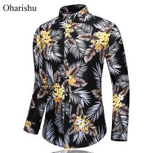 45KG-120KG Autumn Fashion Flower Print Shirt Turn-down Collar Long Sleeved Hawaiian Shirts Men Casual Rose Floral Shirt 6XL 7XL 2024 - buy cheap