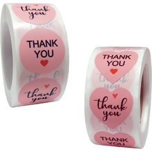 Pink Heart-shaped Love Thank You Stickers for Wedding Party Shopping Seal-labels 500pcs/roll 2024 - buy cheap