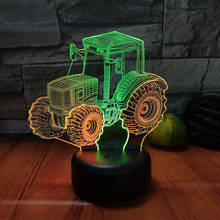 Трактор Модель 3d Led Иллюзия Ночник светильник для детей Спальня украшение Ночник светильник USB настольная лампа Прямая поставка 2024 - купить недорого