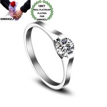 OMHXZJ RR1067 Jewelry Wholesale European Fashion Woman Girl Party Birthday Wedding Gift Round AAA Zircon 18KT White Gold Ring 2024 - buy cheap