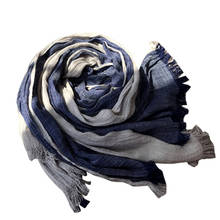 190*80 см Новый брендовый зимний шарф для мужчин, теплый мягкий шарф с кисточками, Bufandas Cachecol, Темно-Синие Клетчатые тканые хлопковые мужские шарфы, японские 2024 - купить недорого