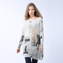 Letter Print   Knitted Sweaters Women's Clothing Pullovers Jumpers Slash Neck Batwing Sleeve Long Print Sweater Shirts 2024 - buy cheap