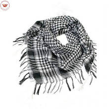 Военный ветрозащитный зимний шарф мужской мусульманский хиджаб тонкий шемаг тактический шарф арабский Keffiyeh шарфы Хлопок Мода черный 2024 - купить недорого