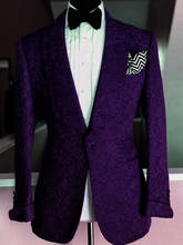 Custom Made Men Suits Purple Pattern Groom Tuxedos Shawl Lapel Groomsmen Wedding Best Man 2 Pieces ( Jacket+Pants+Tie ) C777 2024 - buy cheap