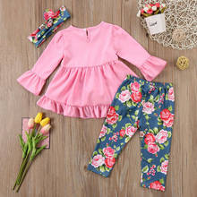 Conjunto de ropa para niñas pequeñas, Top de flores, blusa, pantalones, Leggings, envío gratis 2024 - compra barato