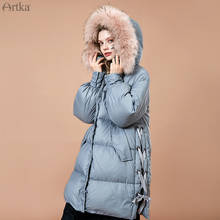 ARTKA 2019 Winter New Women Down Coat 90% White Duck Down Warm Outwear Raccoon Fur Detachable Hooded Long Down Coat ZK15085D 2024 - buy cheap