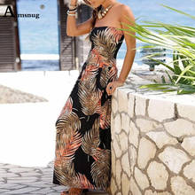 Aimsnug-Vestido largo con estampado floral para mujer, vestido playero largo de talla grande con cuello oblicuo, estilo bohemio informal, 2020 2024 - compra barato