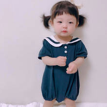 Summer baby boys girls fashion turn-down collar cute bodysuits cute kids cotton korean style short sleeve jumpsuit 2024 - buy cheap