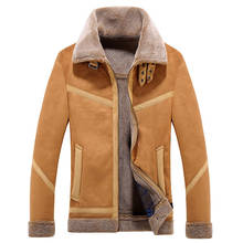 Casaco de couro de lã artificial de inverno, casaco masculino de pele falsa, jaqueta de couro forrado com lã de veludo grossa e fina, jaqueta térmica de pele masculina 2024 - compre barato