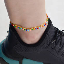 Anniyo-tobillera de esmalte de colores para mujer, cadena de pie, adornos coloridos de moda, joyería #243606 2024 - compra barato