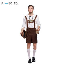 Men Adult Oktoberfest Costume Top Hat Pants Set Carnival Holidays Suit Beer Festival Waiter Fancy White Brown Party Overall 2024 - buy cheap
