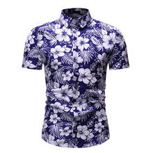 Camisa havaiana masculina de manga curta, camisa masculina floral moderna para praia do havaí, roupas de festa e feriado 2021 2024 - compre barato