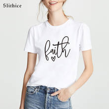 Faith-Camiseta con estampado de corazón para mujer, ropa de calle Hipster, camisetas informales para mujer, Camiseta negra para mujer, Camiseta femenina 2024 - compra barato