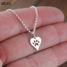 Metal Heart Dog Cat Necklace For Women Jewelry accessories Animal Paw Pet Choker Necklace Pendant Footprints Collier femme 2024 - buy cheap