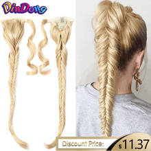 DinDong Synthetic Ponytail Extensions 24inch Fishtail Braids Hair Drawstring Braiding Clip in Ponytail Hair Extension 2024 - buy cheap
