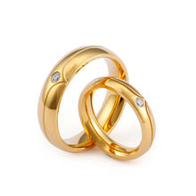 Anillos de oro rosa y oro de acero inoxidable para mujer, anillos redondos lisos de diamantes de imitación, joyería de compromiso 2024 - compra barato