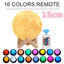 Luces decorativas para dormitorio de 15cm, lámpara de Luna 3D, Rgb, LED de noche, cambio de Color, recargable, táctil, para niños, regalos para el hogar 2024 - compra barato