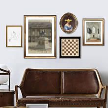 Retro moda estilo pastoral europeu cartazes e pirnt quadros da lona arte parede retrato figura sala de estar decoração casa 2024 - compre barato