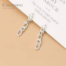 Colusiwei Genuine 925 Sterling Silver Simple Geometric Oval Interlock Chain Drop Dangle Earring for Women Unique Fine Jewelry 2024 - buy cheap