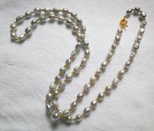 80cm 30'' 9mm bright gray baroque pearl gold beads necklace gold clasp natural Freshwater PEARL Women Jewelry 17'' 43cm 35cm 2024 - buy cheap