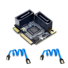 2 порта Mini PCI-E PCI Express to SATA 3,0 конвертер жесткий приводной удлинитель с SATA кабелем для ПК компьютер Добавить на карты SATA 2024 - купить недорого